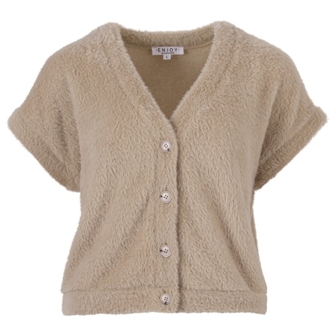 Enjoy Gilet vhals harig Beige Enjoy Gilet vhals harig Beige